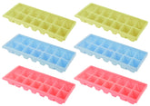 Heart Home BPA Free Easy Release Ice Cube Tray/Bin/Box Set with 14 Section- Pack of 6 (Green & Pink & Blue)-HS43HEARTH25798